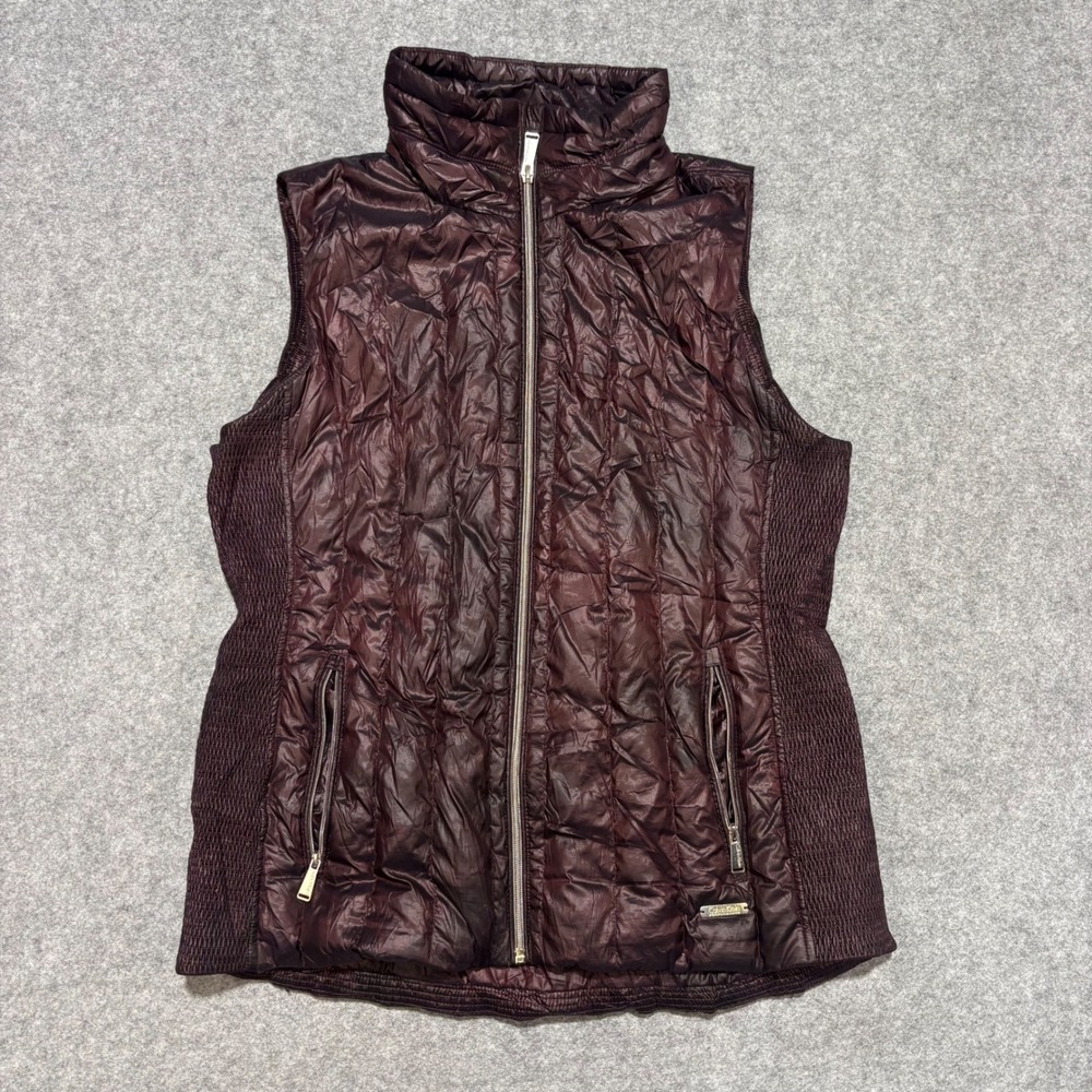 Calvin Klein Performance Womens Plum Burgundy Quilted Down Puffer Vest Large